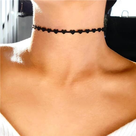 Jewelry - Black Necklaces for Women, Adjustable Layered Velvet Leather Lace